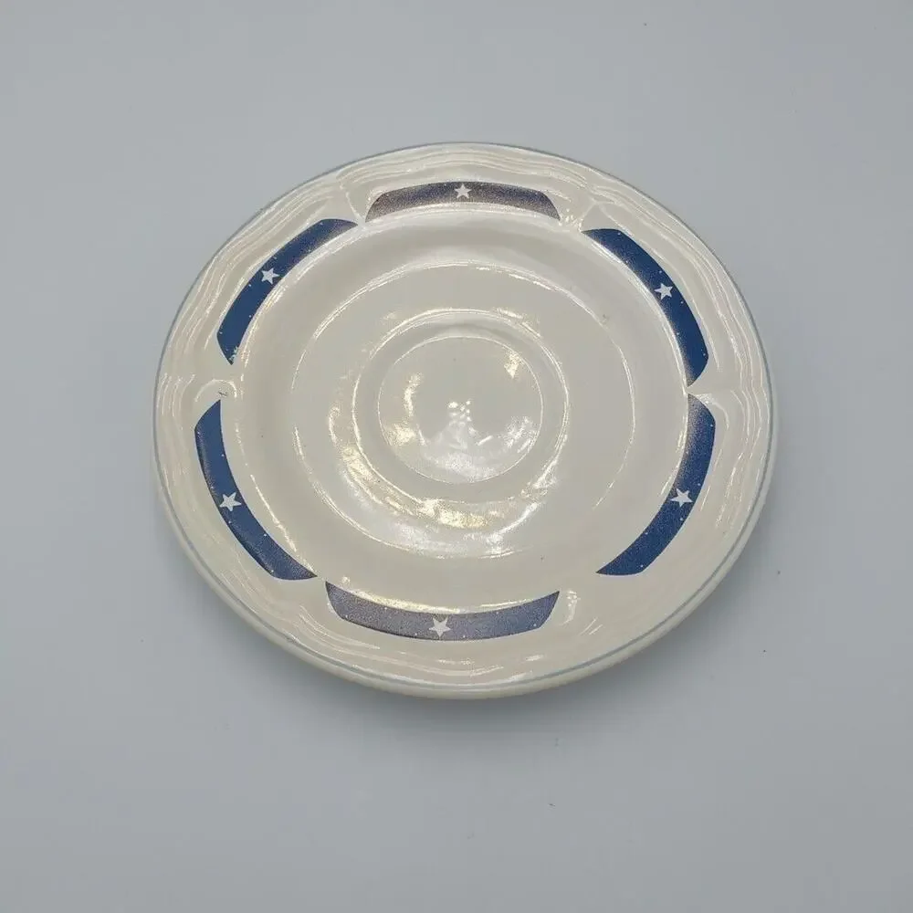 Tienshan Stoneware white & Blue Saucer‎ from the Fantasy Unicorn Set VTG